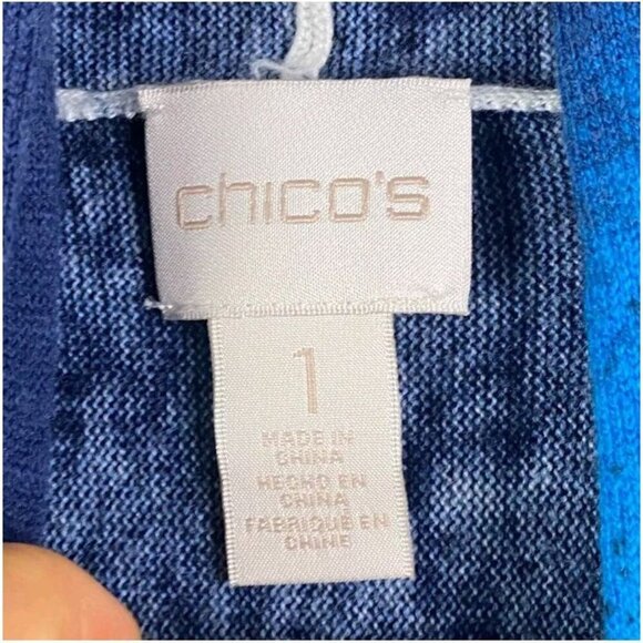 Chicos Fierce Blues Kandyce Cardigan Size 1 US Medium Short Sleeve Open Front - Picture 6 of 12